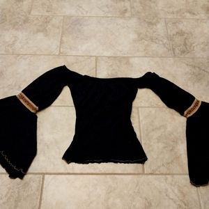 Super Bell sleeves off shoulder peasant top.